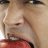 man eating apple
